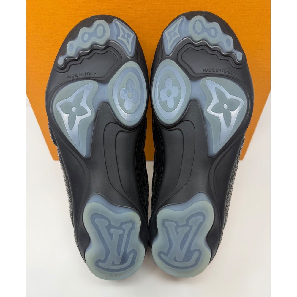 Louis Vuitton Footprint Soccer Sneaker Black Cracked Leather Size 9.5 US 8.5 LV - Picture 6 of 9